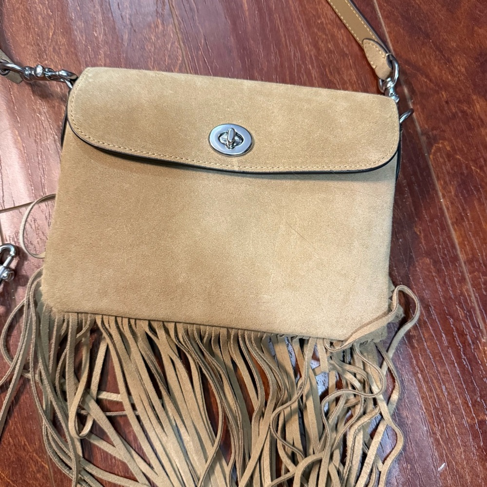 1964 Coach Beige Suede Crossbody Bag with Fringe